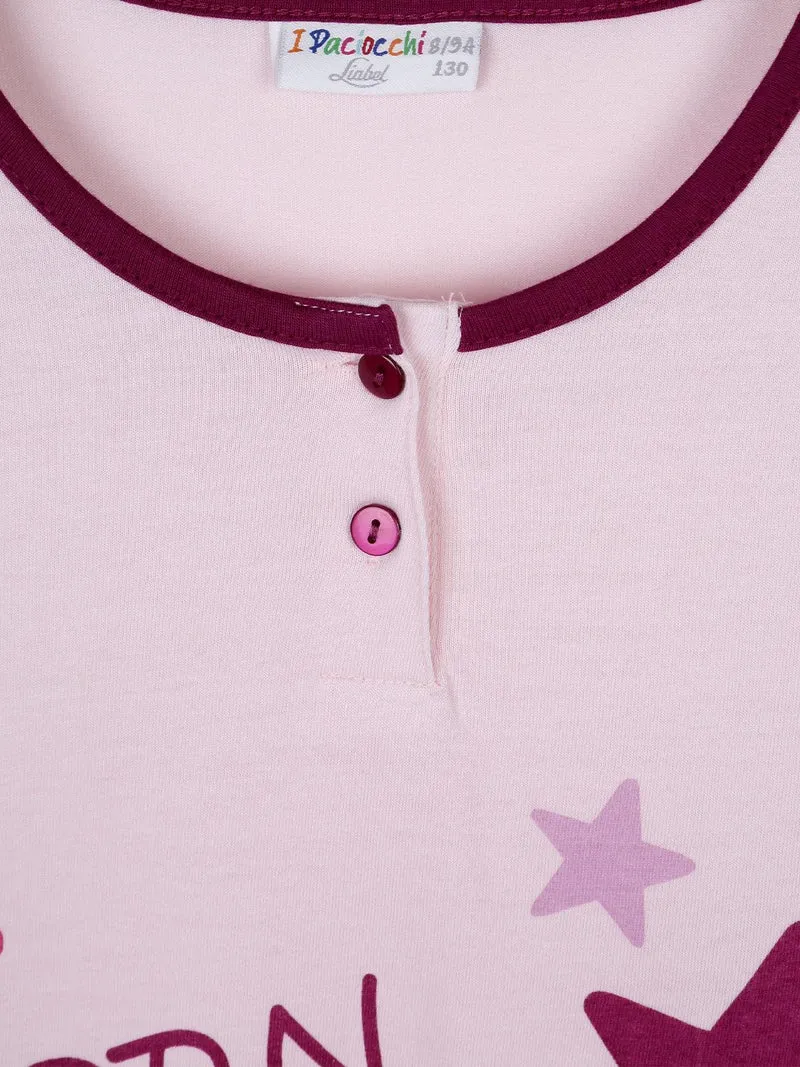 Pigiama lungo 2 pezzi con stelle - rosa