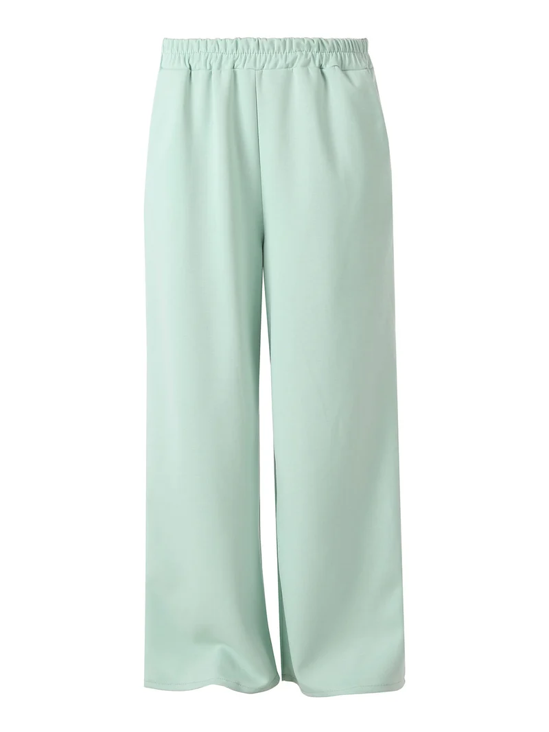 Pantaloni donna in felpa a gamba larga - acqua marina