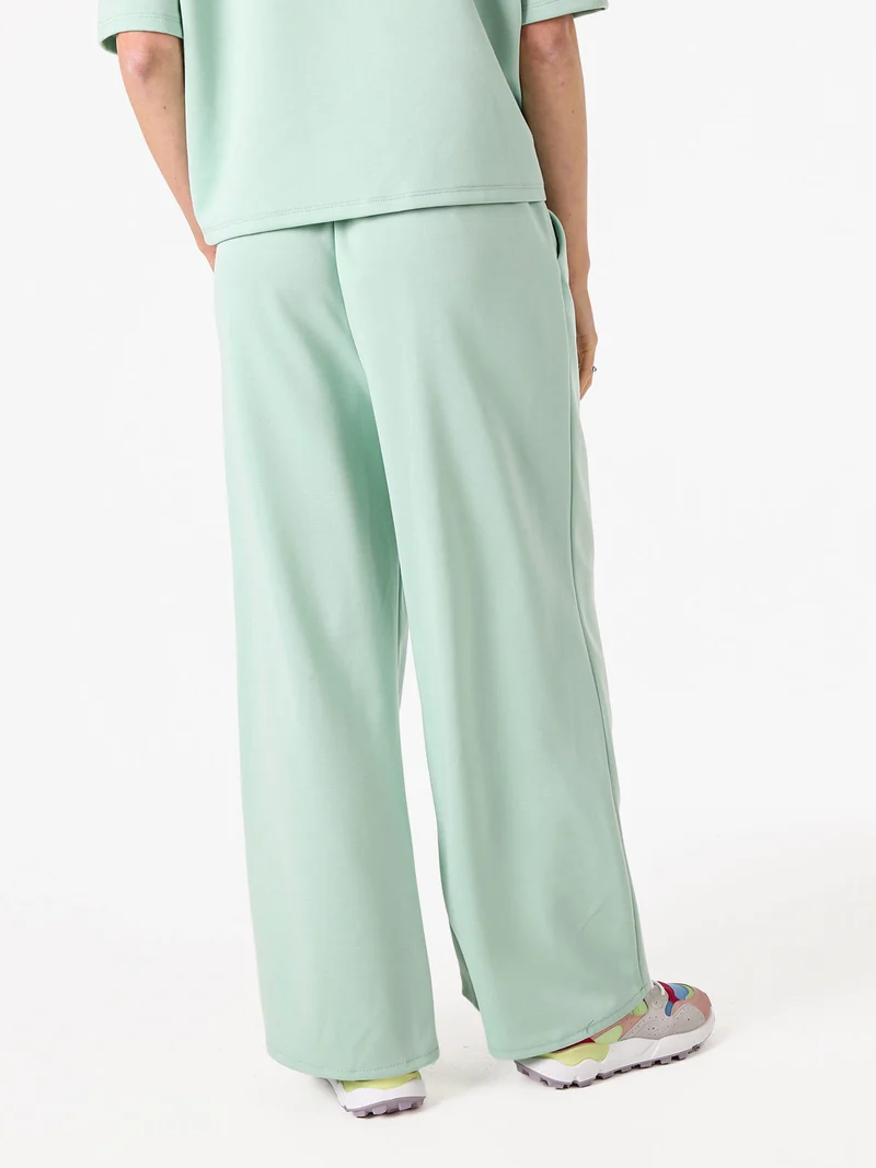 Pantaloni donna in felpa a gamba larga - acqua marina
