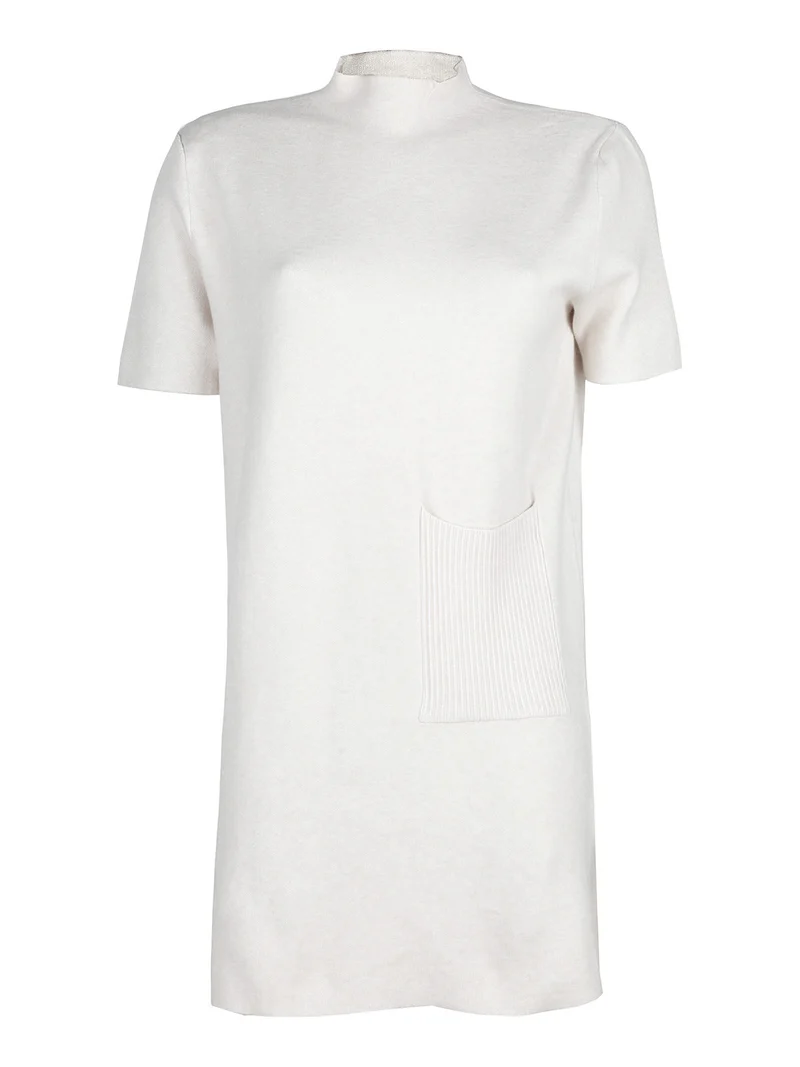 Vestito donna in maglia a maniche corte - beige