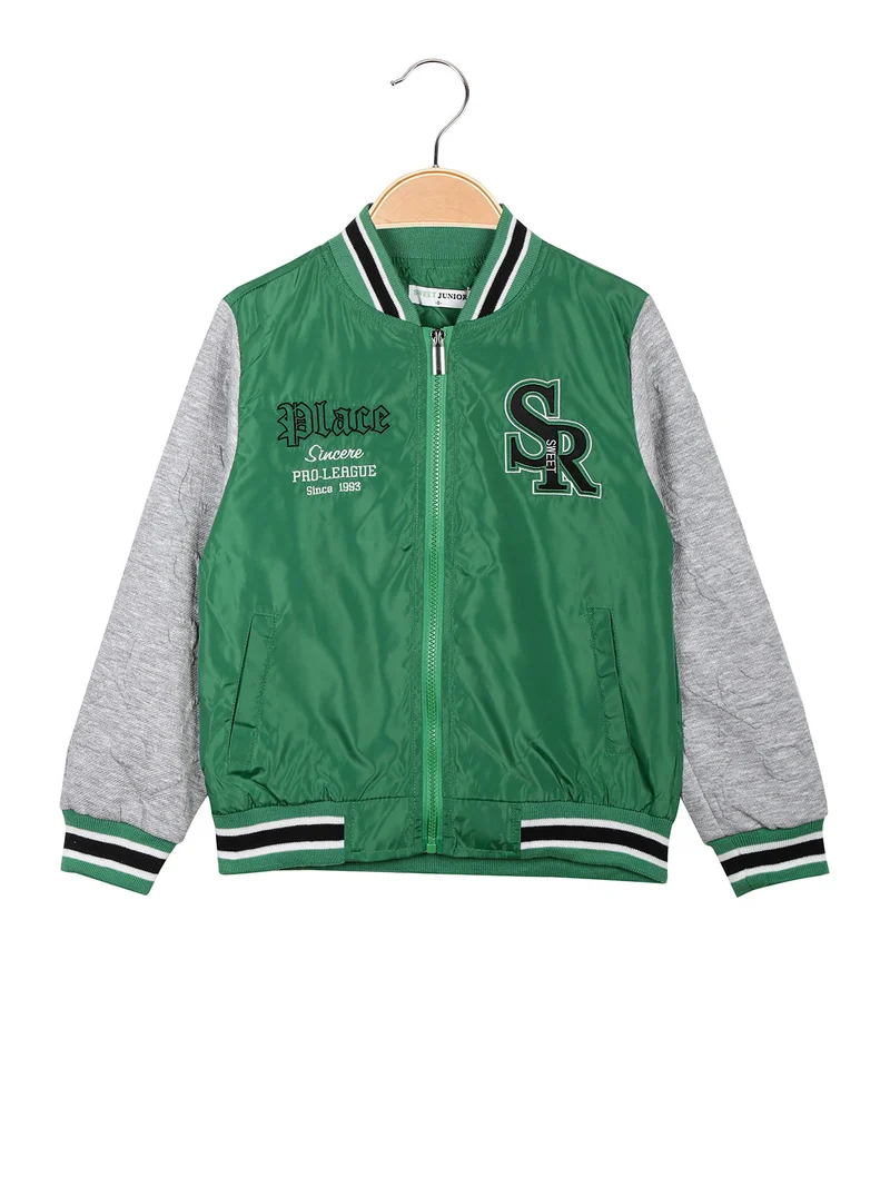 Giubbino baseball da bambino con zip - verde