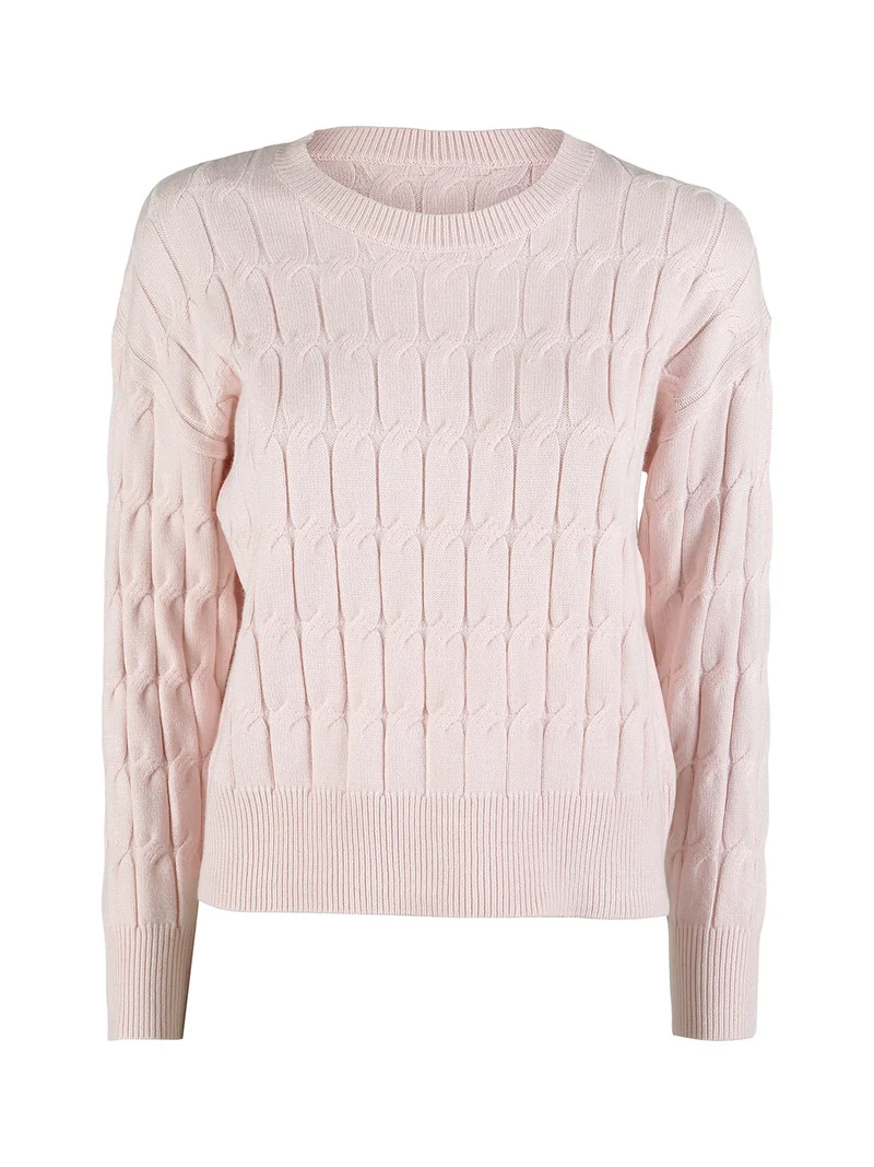Maglione donna a trecce - rosa
