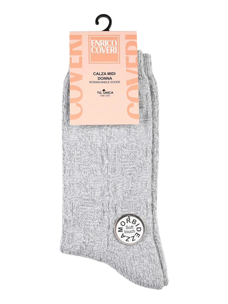 Calze midi donna invernali a trama intrecciata - grigio