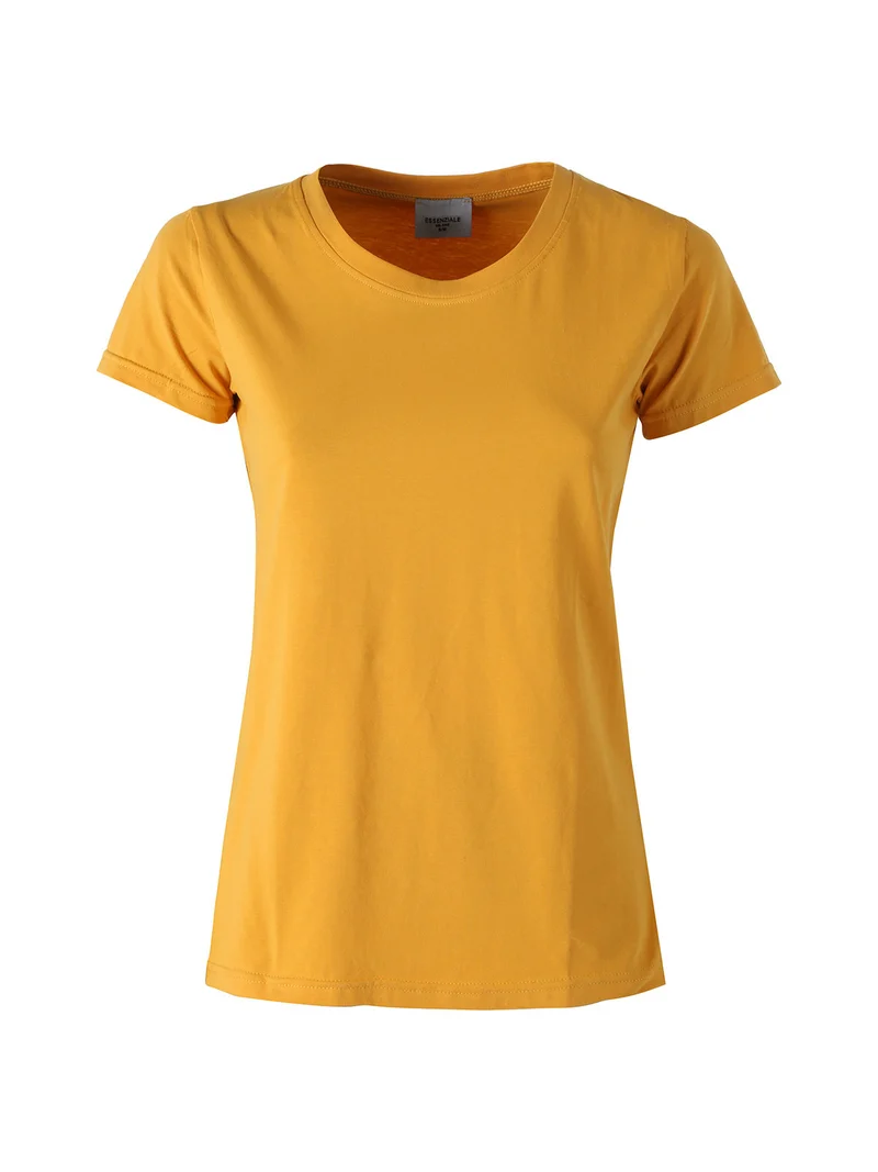 T-shirt girocollo da donna in cotone - senape