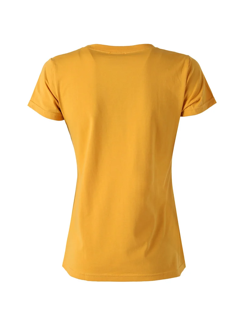 T-shirt girocollo da donna in cotone - senape