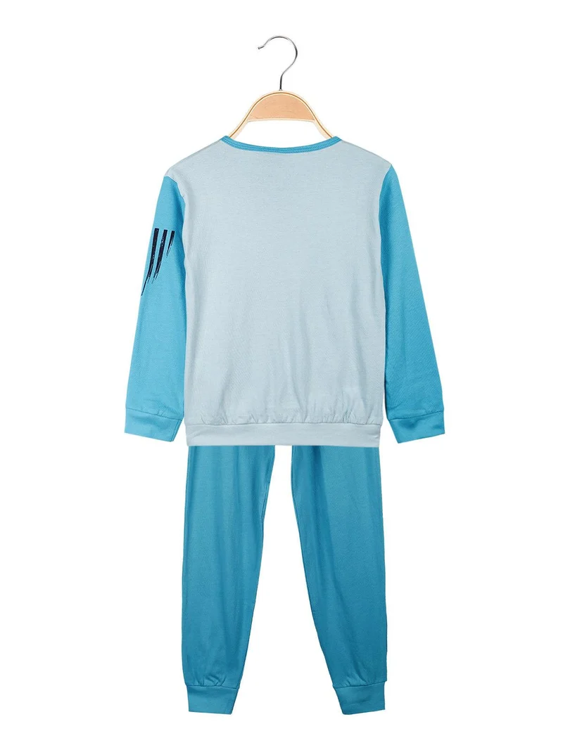Pigiama lungo bambino in cotone - azzurro