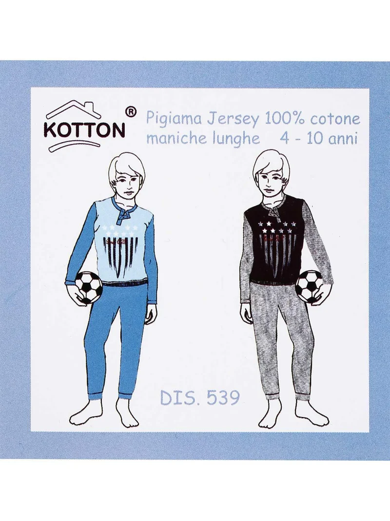 Pigiama lungo bambino in cotone - azzurro