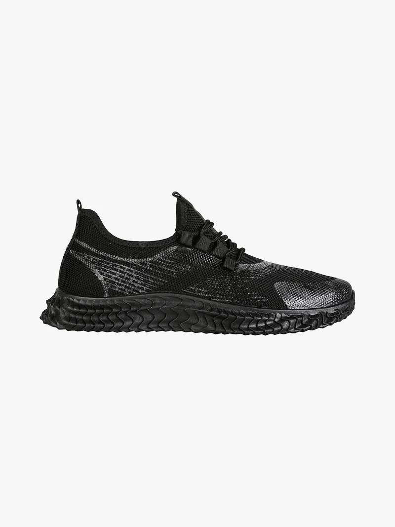 Sneakers sportive uomo in tessuto - nero