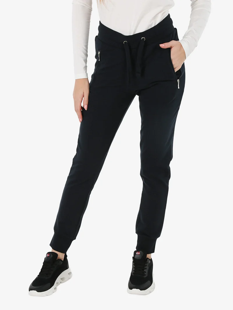 Pantaloni tuta donna con polsini - blu scuro