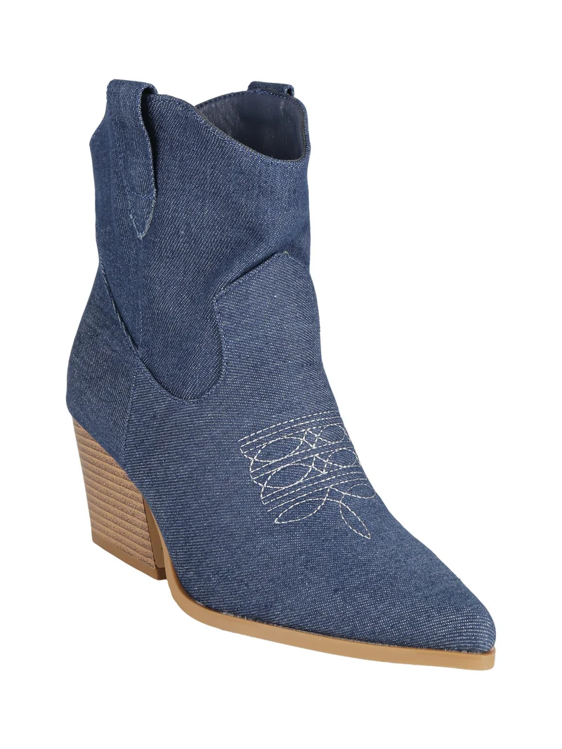 Stivaletti texani con tacco da donna - blu