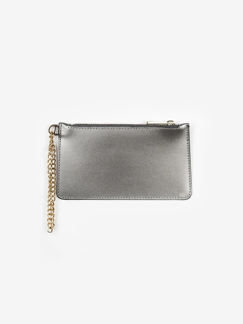Bustina portamonete donna con catena - grigio scuro