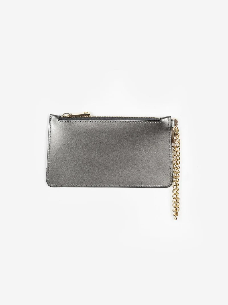 Bustina portamonete donna con catena - grigio scuro