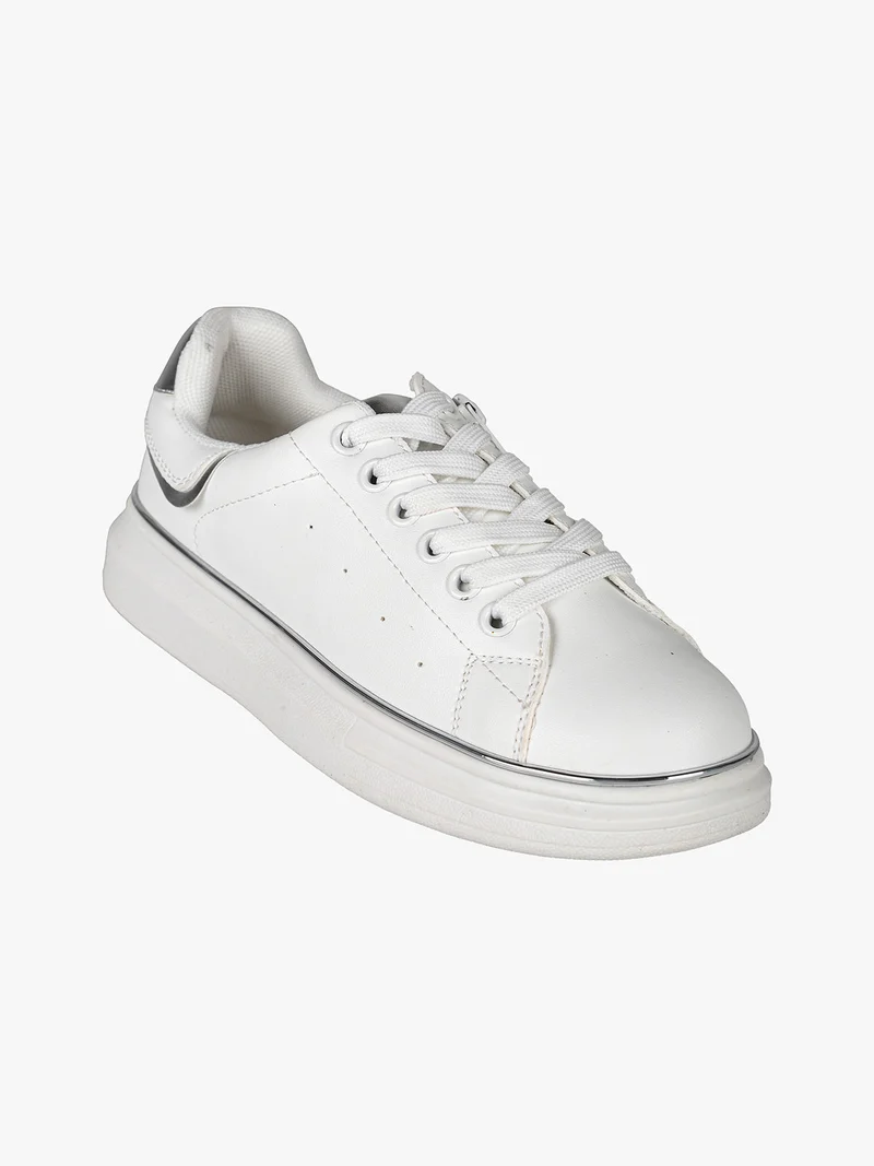 Sneakers da ragazza con lacci e zip - bianco