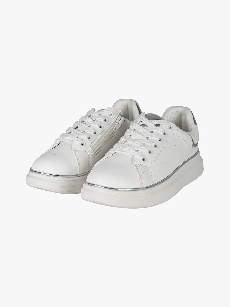 Sneakers da ragazza con lacci e zip - bianco
