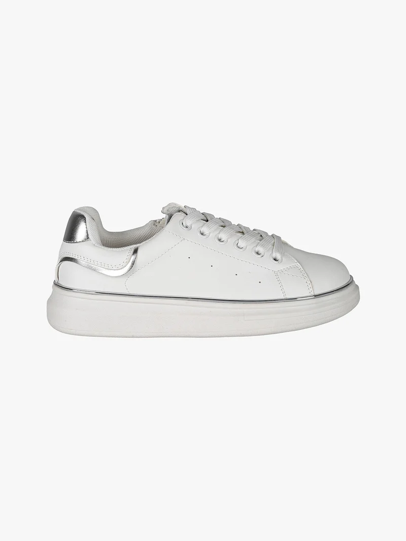 Sneakers da ragazza con lacci e zip - bianco