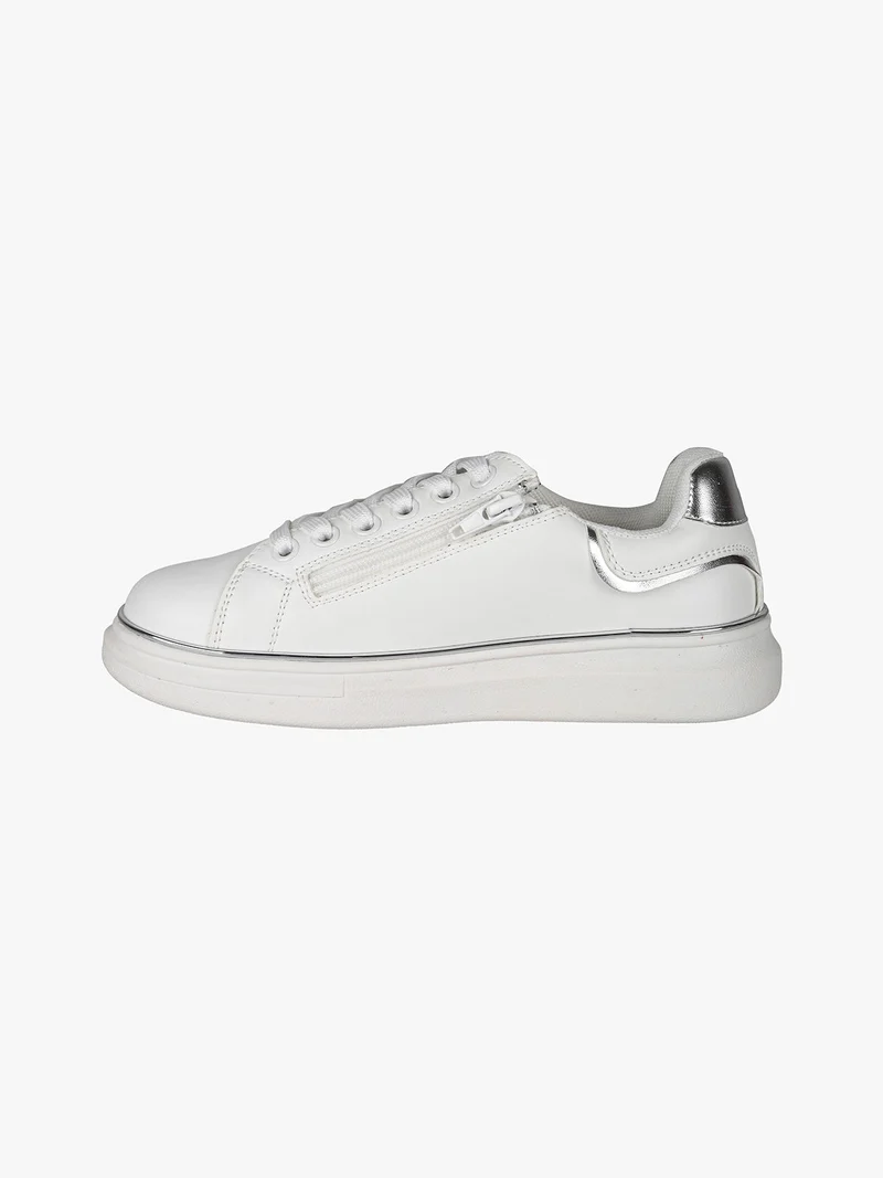 Sneakers da ragazza con lacci e zip - bianco
