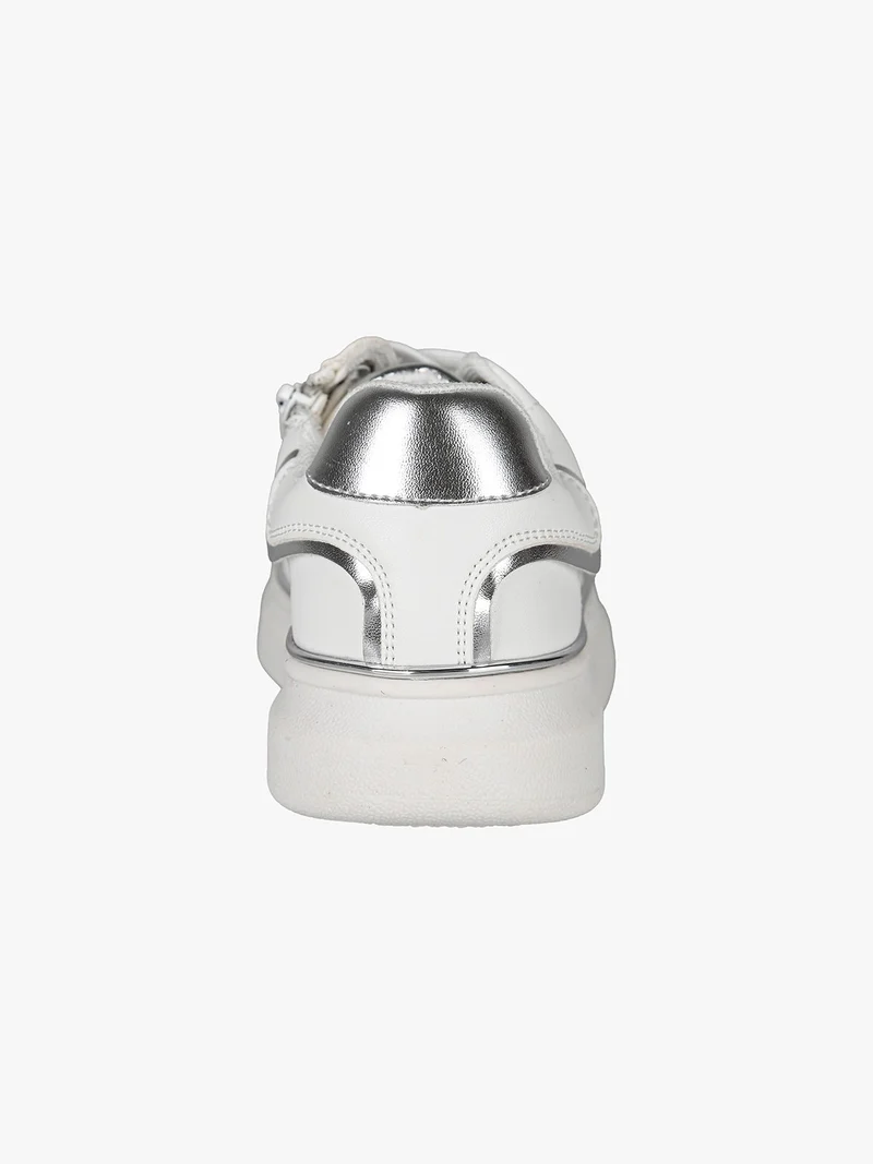 Sneakers da ragazza con lacci e zip - bianco