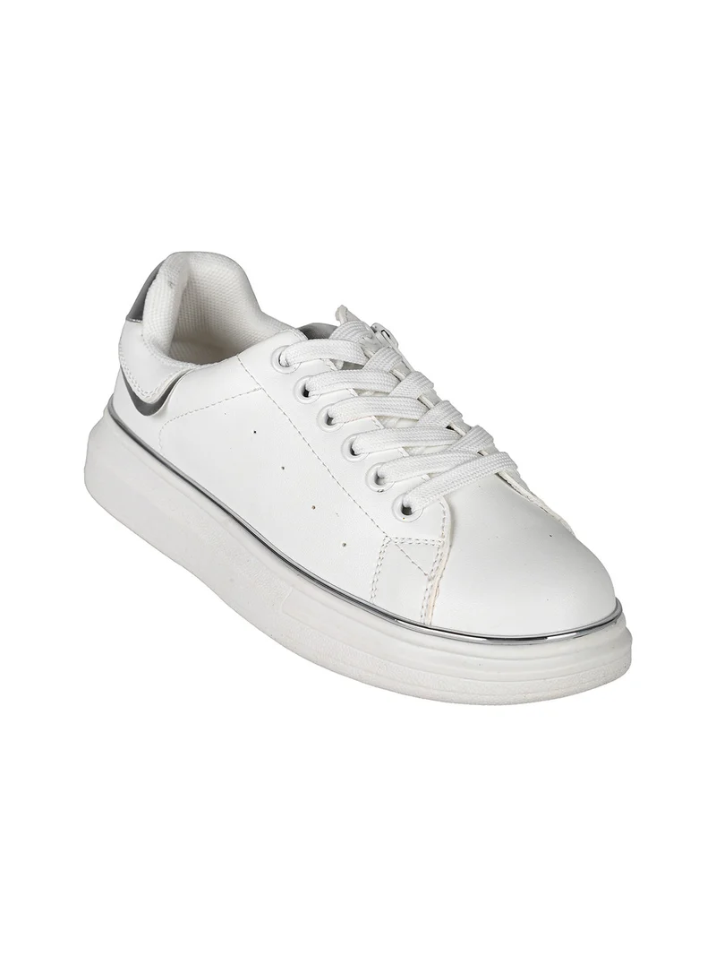 Sneakers da ragazza con lacci e zip - bianco