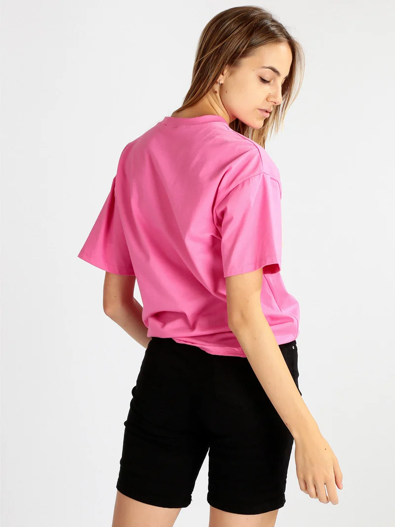 Maxi t-shirt donna con stampa - fucsia
