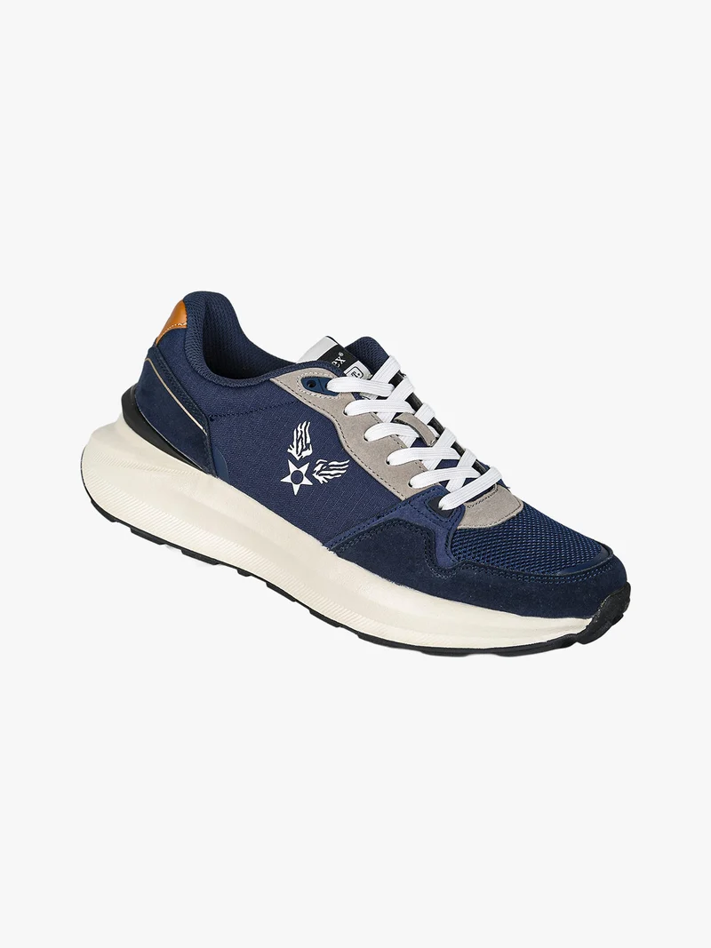 Sneakers casual da uomo stringate - blu scuro