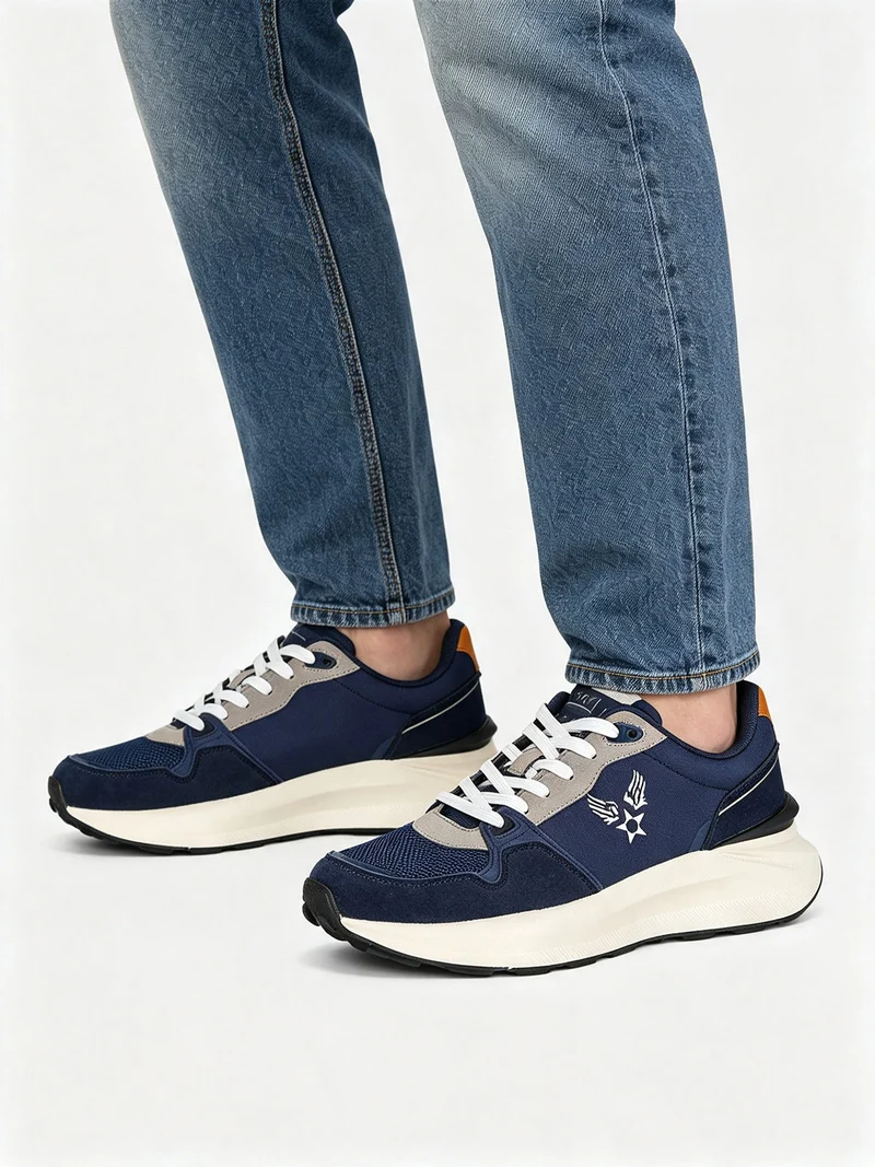 Sneakers casual da uomo stringate - blu scuro