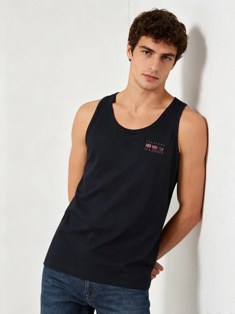 Canotta uomo in cotone jersey - blu scuro