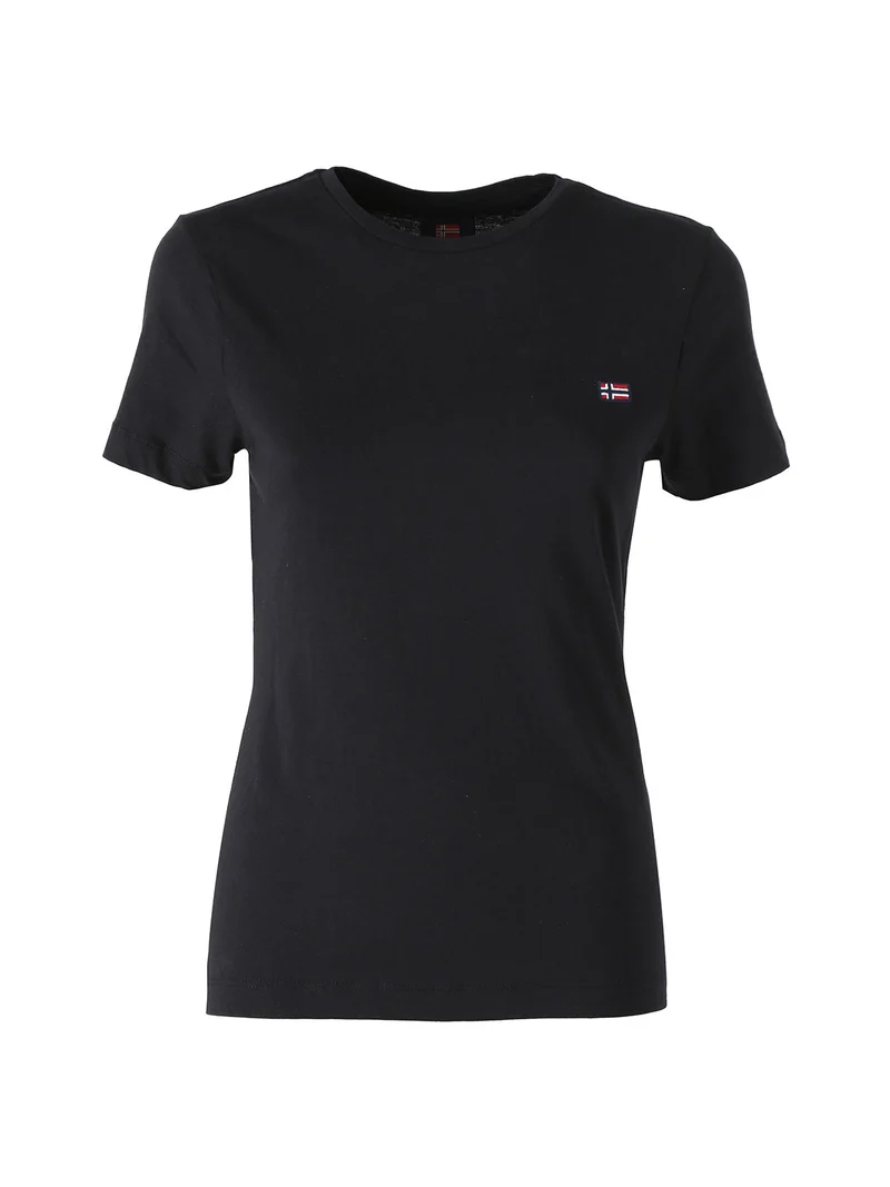 T-shirt donna in cotone con logo - nero