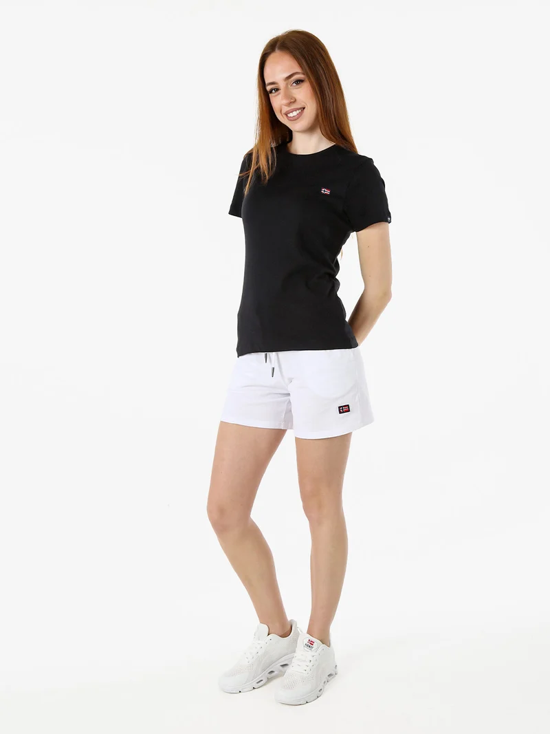 T-shirt donna in cotone con logo - nero