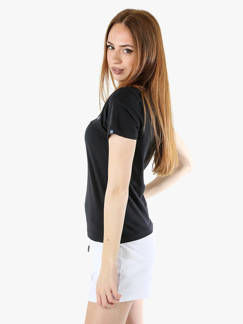 T-shirt donna in cotone con logo - nero