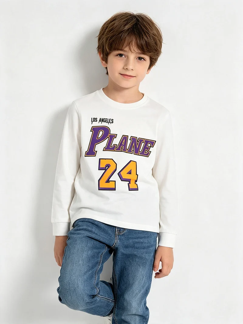 T-shirt a maniche lunghe da ragazzo - bianco