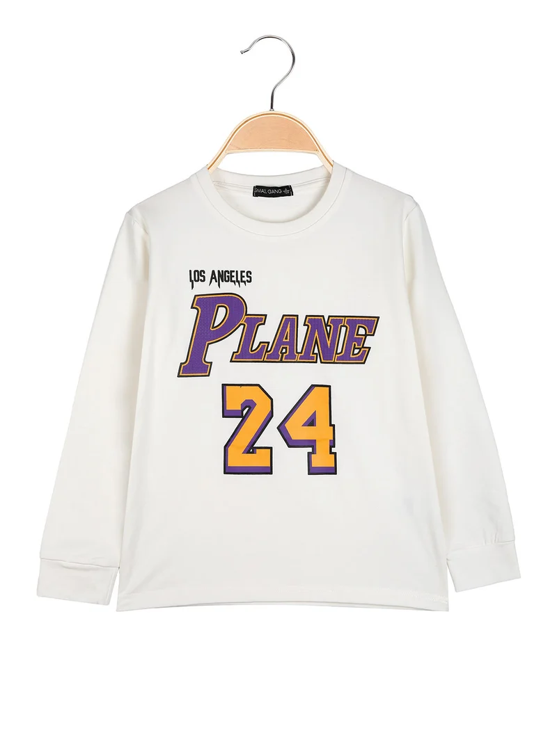 T-shirt a maniche lunghe da ragazzo - bianco