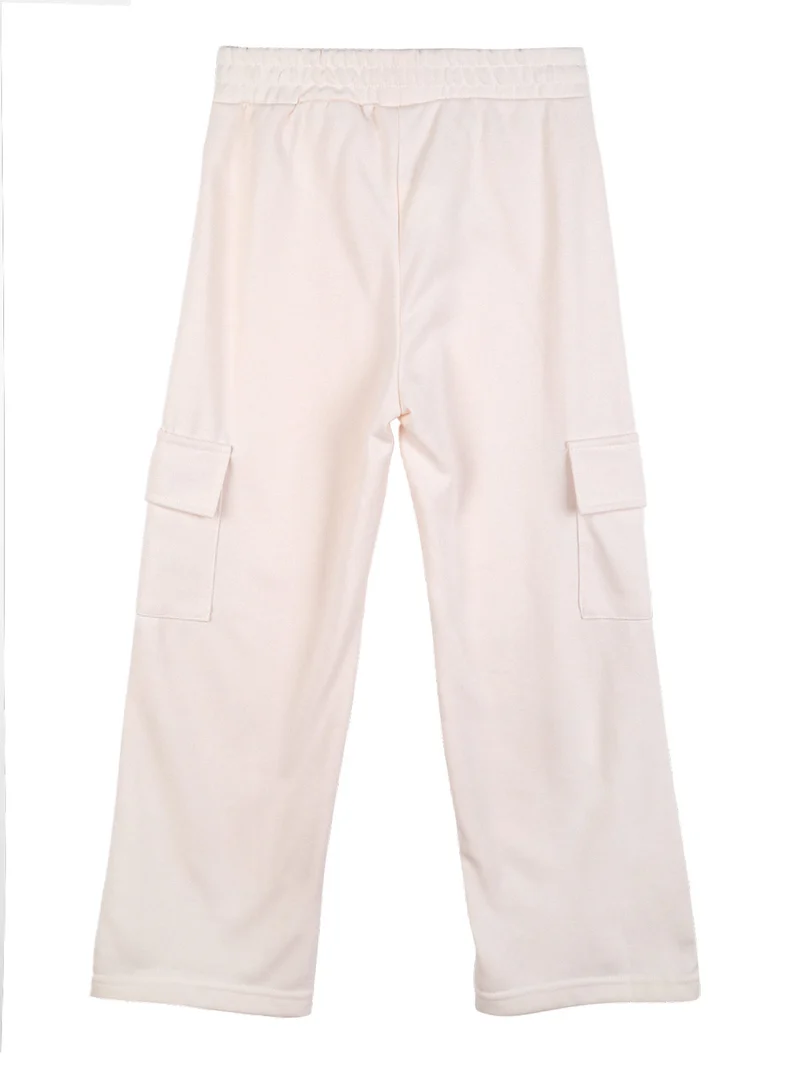 Pantaloni da bambina in felpa con tasconi laterali - beige