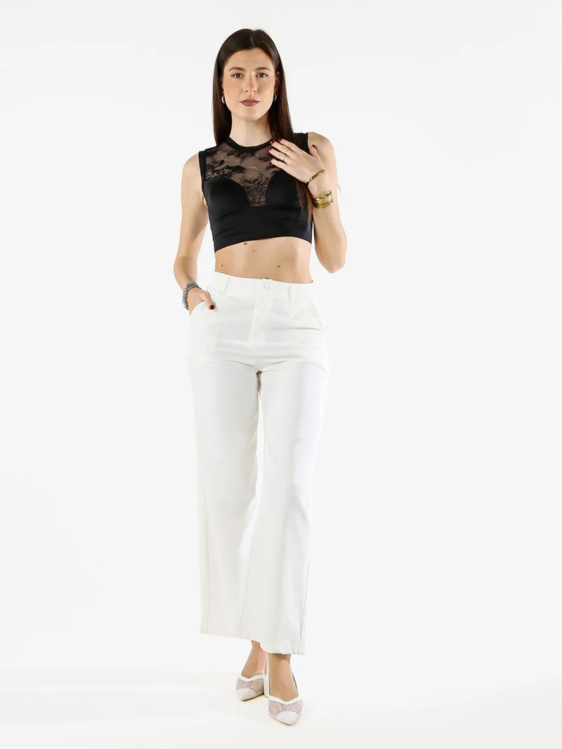 Pantaloni donna a palazzo - bianco