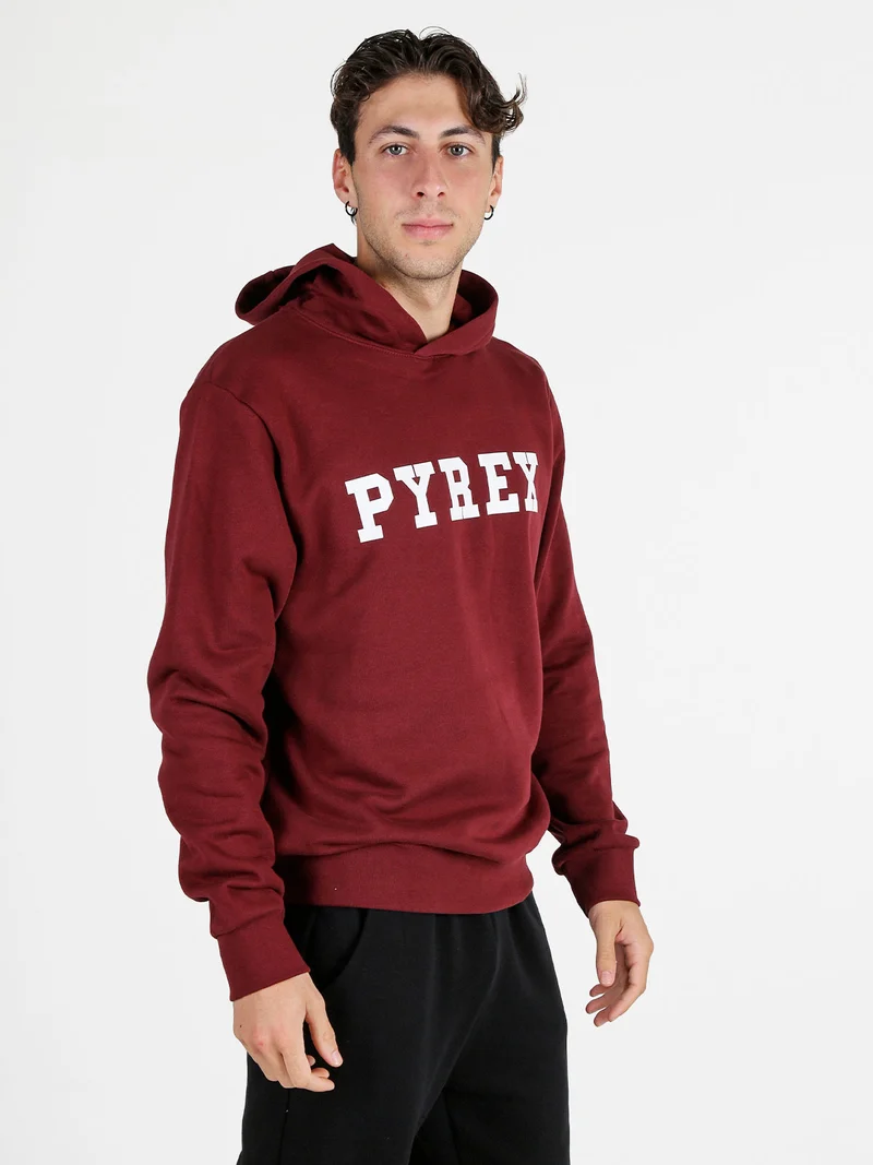 Felpa da uomo in cotone con cappuccio e stampa logo - bordeaux