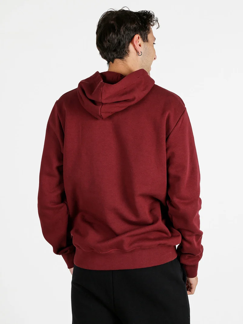 Felpa da uomo in cotone con cappuccio e stampa logo - bordeaux