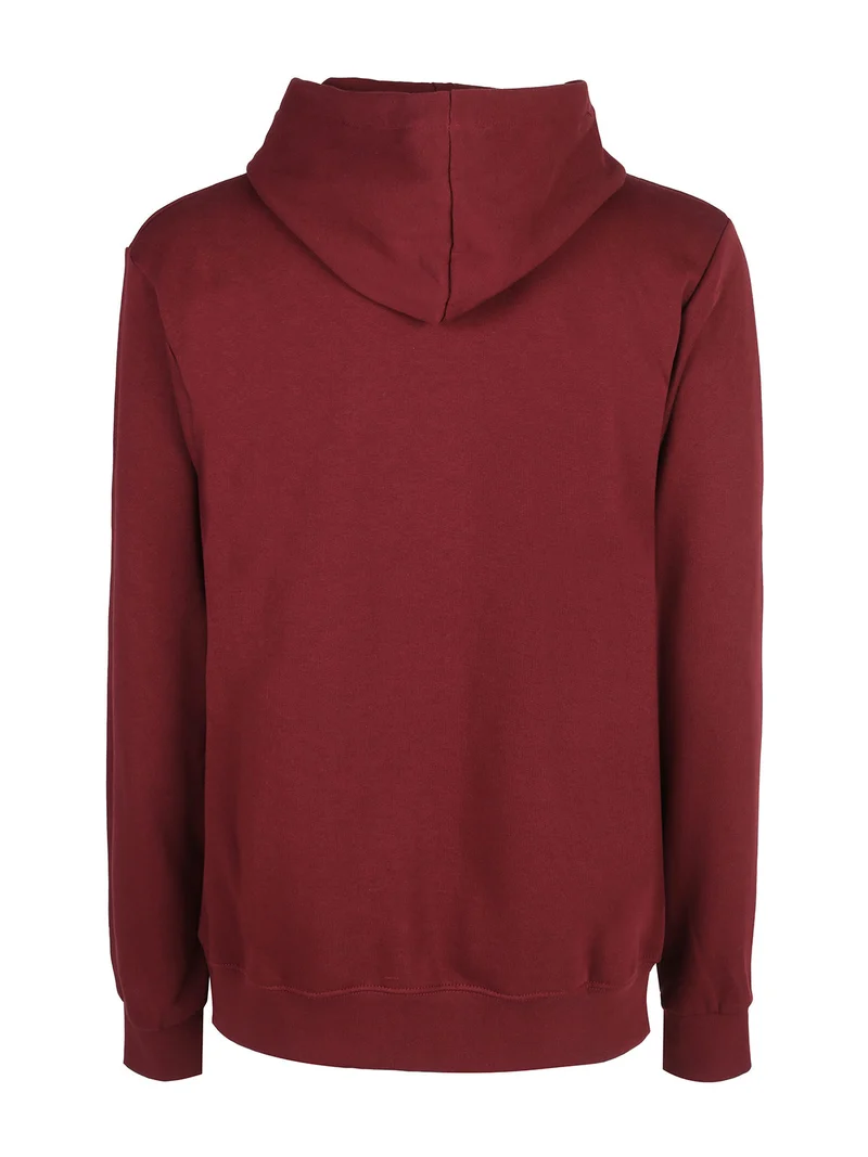 Felpa da uomo in cotone con cappuccio e stampa logo - bordeaux