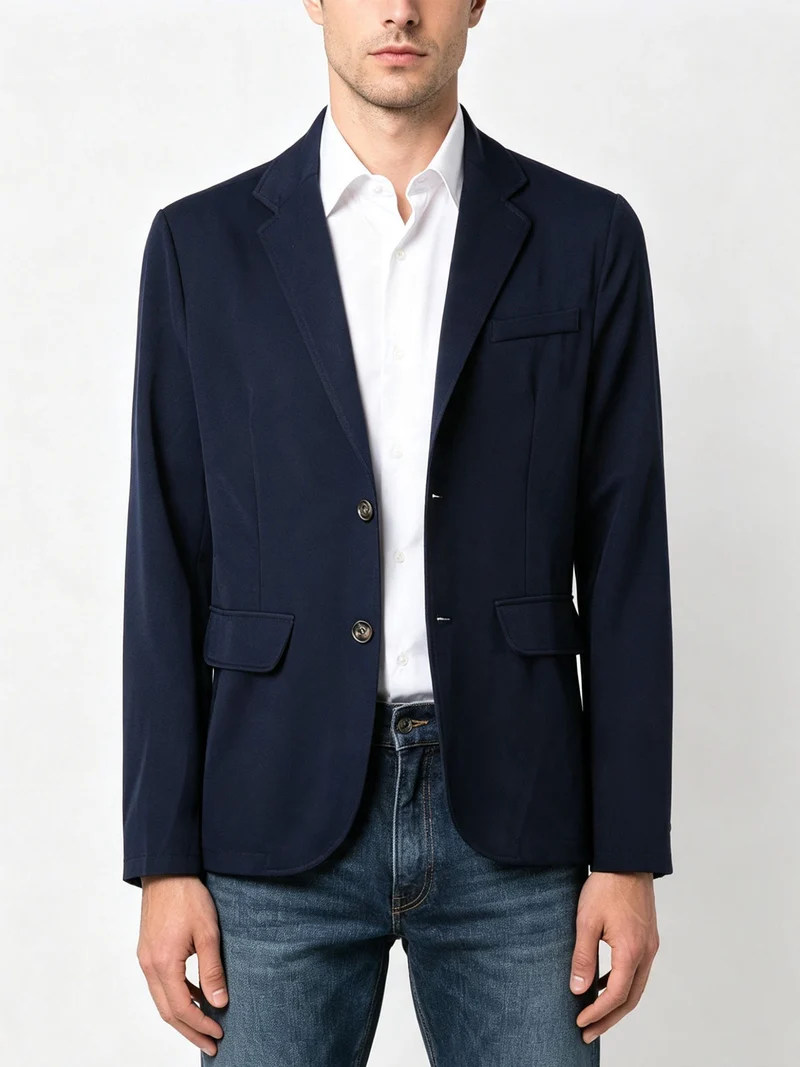 Blazer da uomo leggero con bottoni - blu scuro