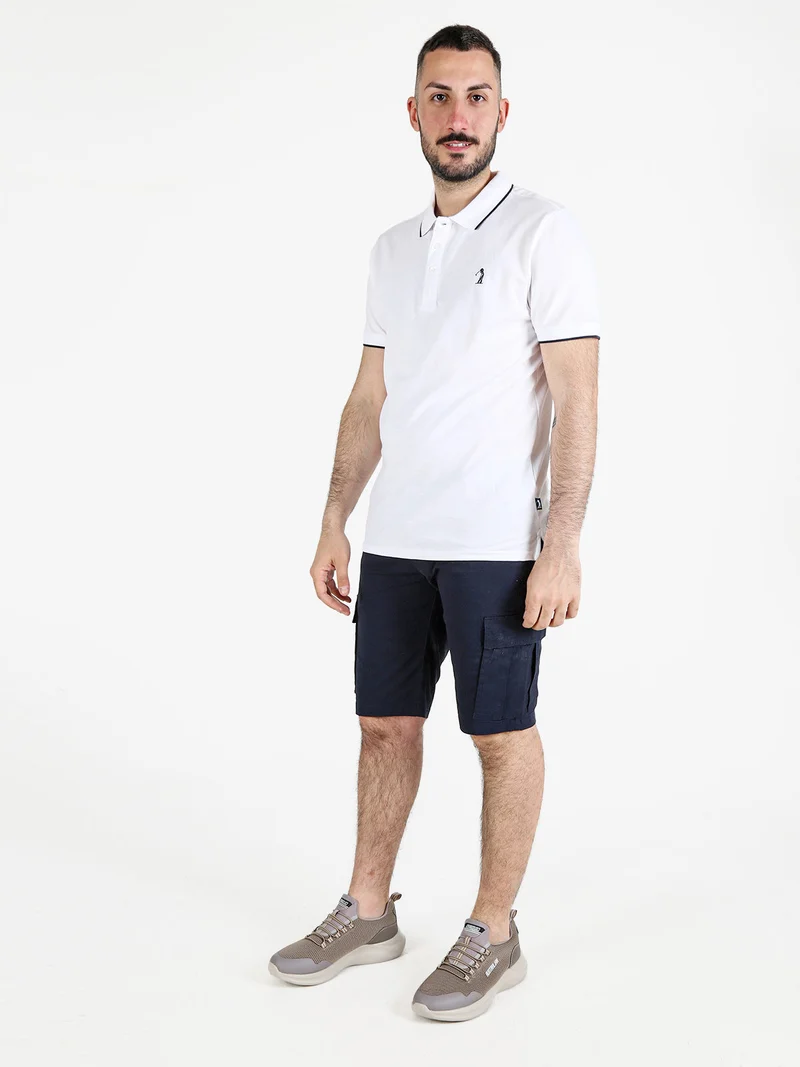 Polo da uomo in cotone a maniche corte - bianco