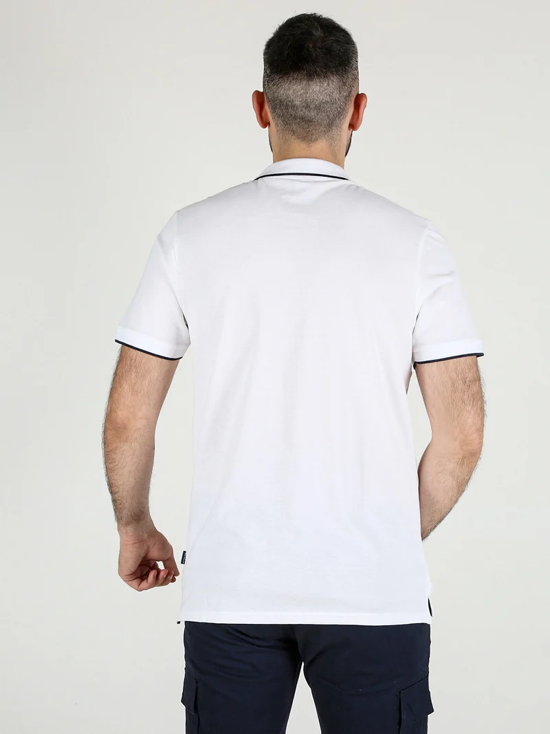 Polo da uomo in cotone a maniche corte - bianco