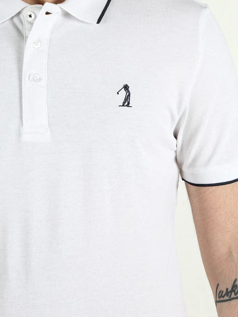 Polo da uomo in cotone a maniche corte - bianco