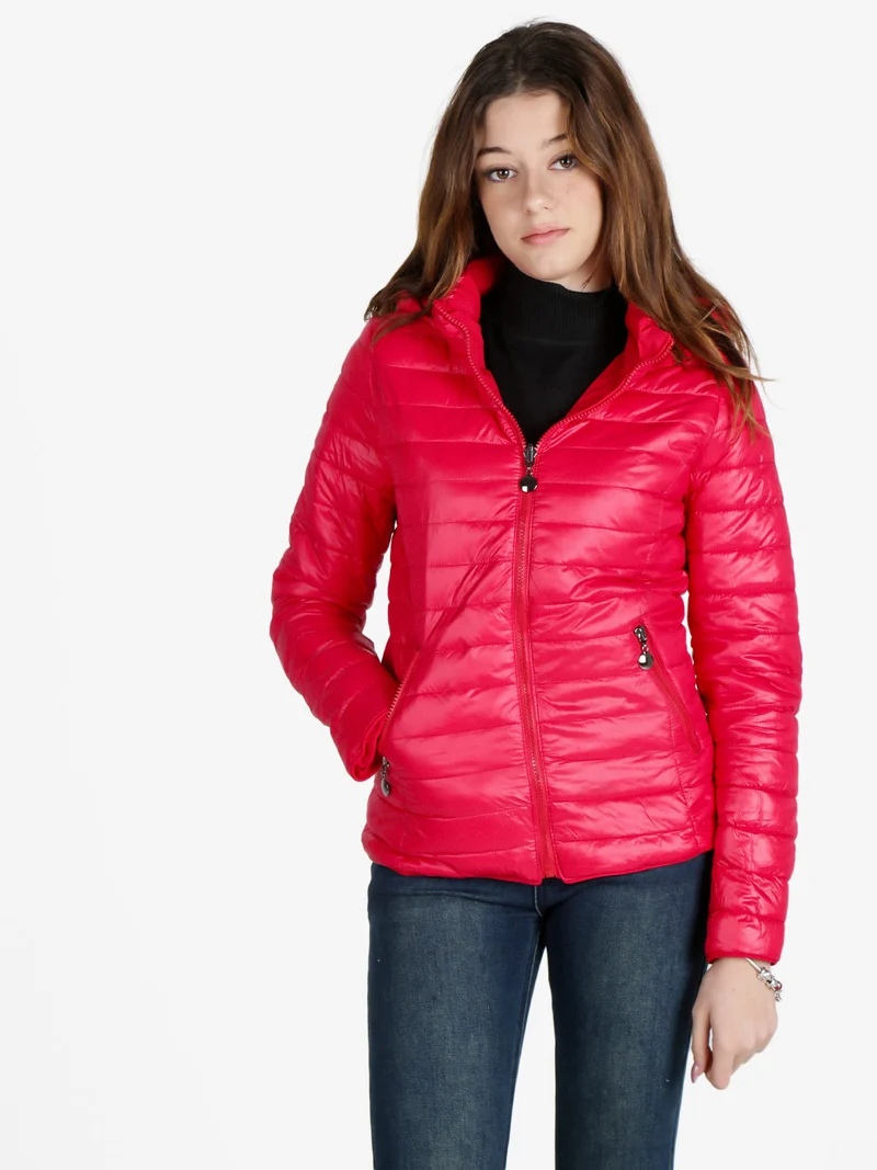 Piumino donna reversibile con cappuccio - rosso