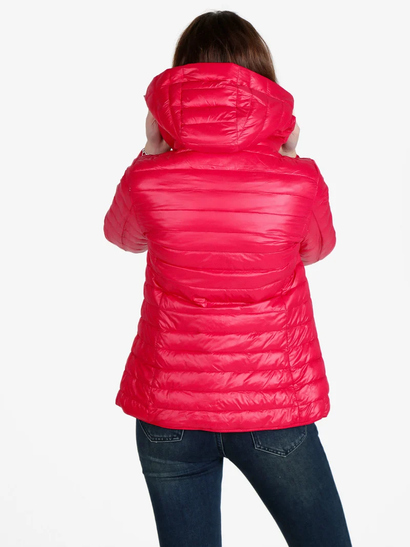 Piumino donna reversibile con cappuccio - rosso