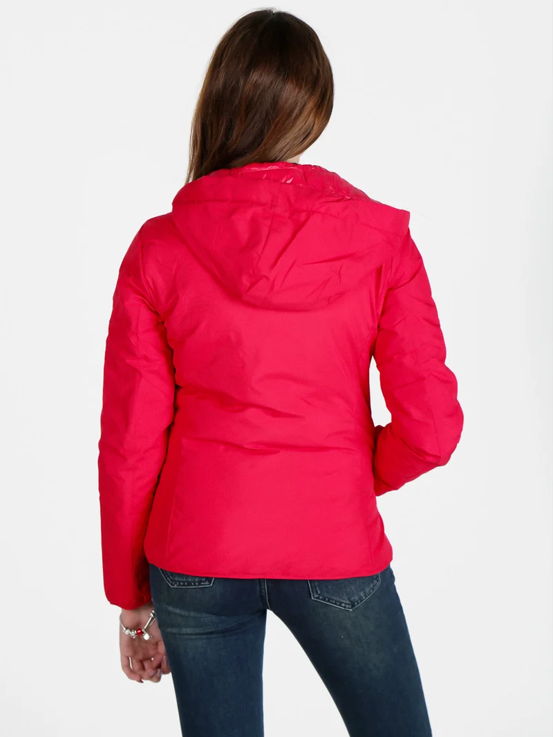 Piumino donna reversibile con cappuccio - rosso