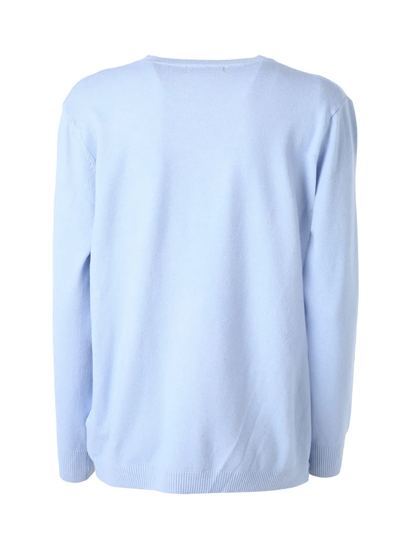 Pullover girocollo da donna in maglia - azzurro