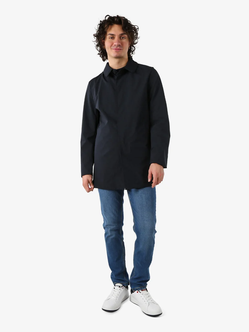 Giacca impermeabile da uomo con bottoni - blu scuro