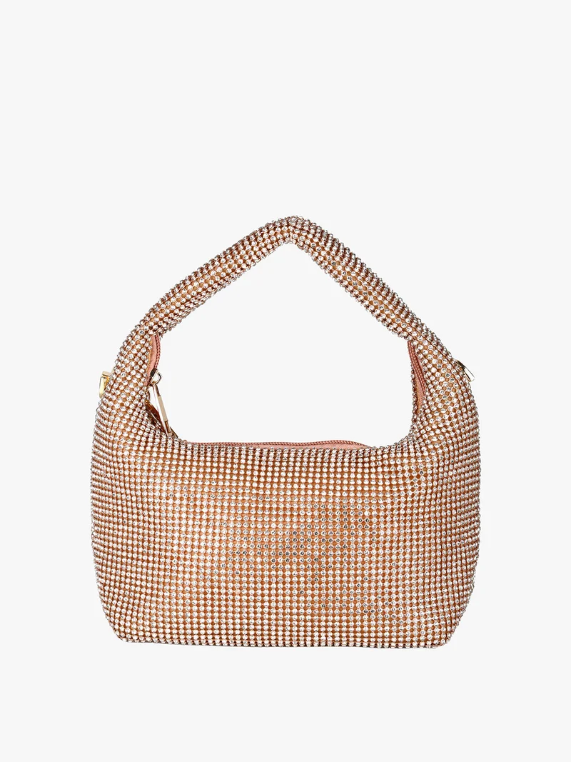 Borsa a mano con strass - champagne