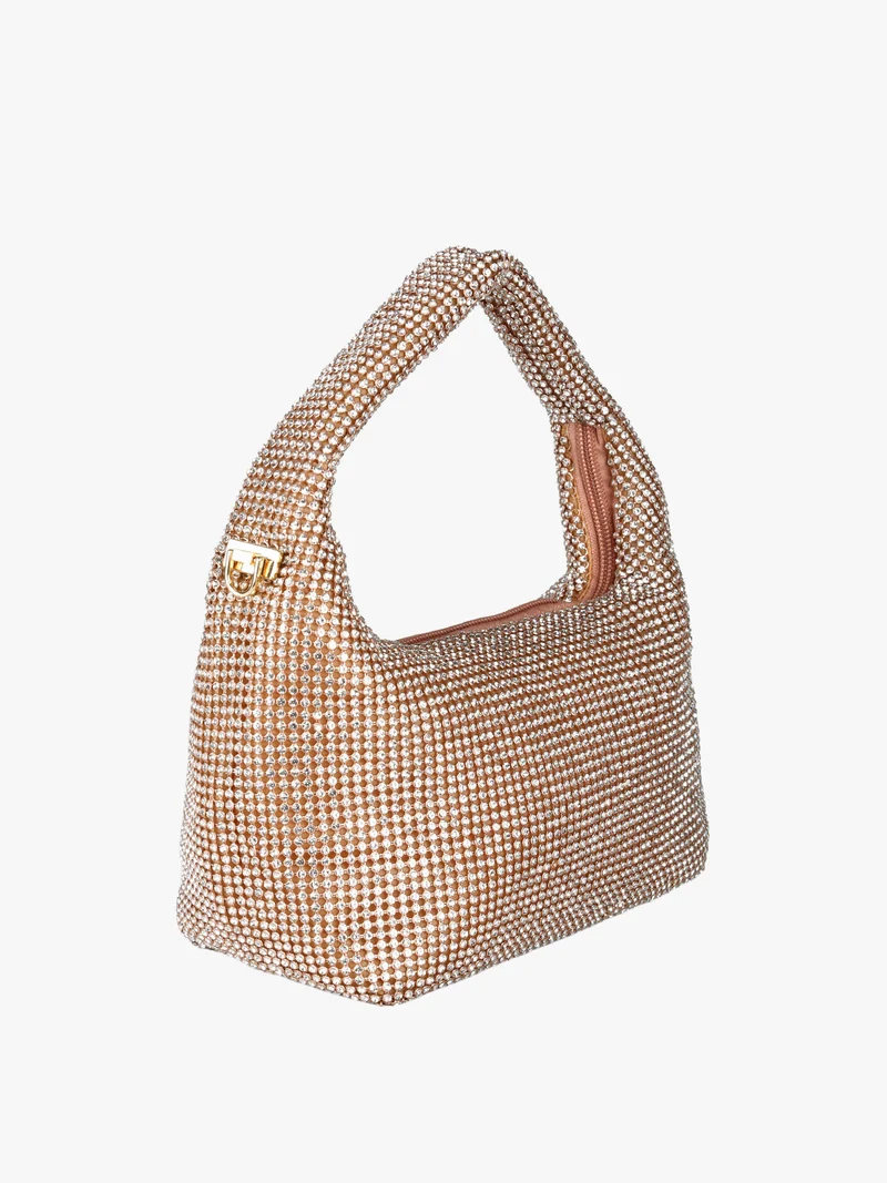 Borsa a mano con strass - champagne