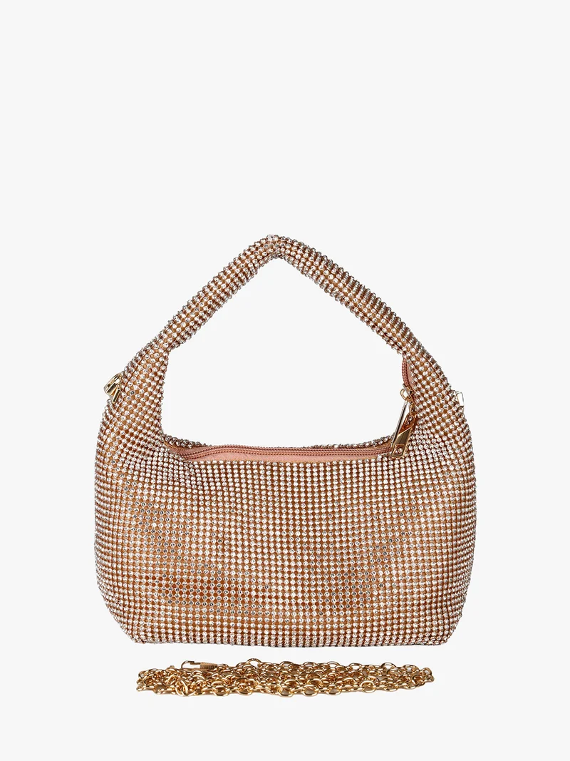 Borsa a mano con strass - champagne