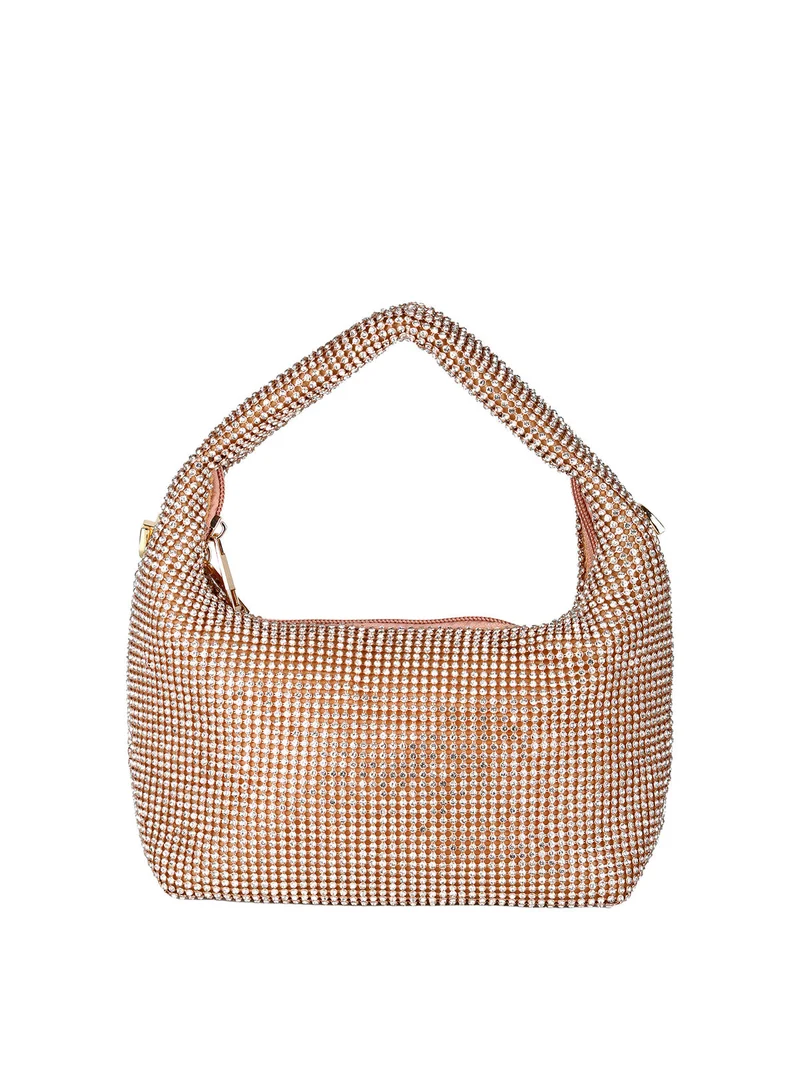 Borsa a mano con strass - champagne