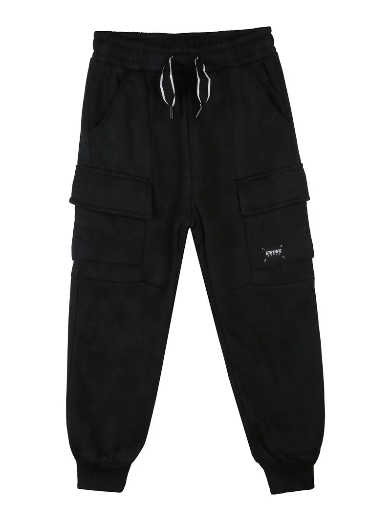 Pantaloni da ragazzo con tasconi e polsini - nero